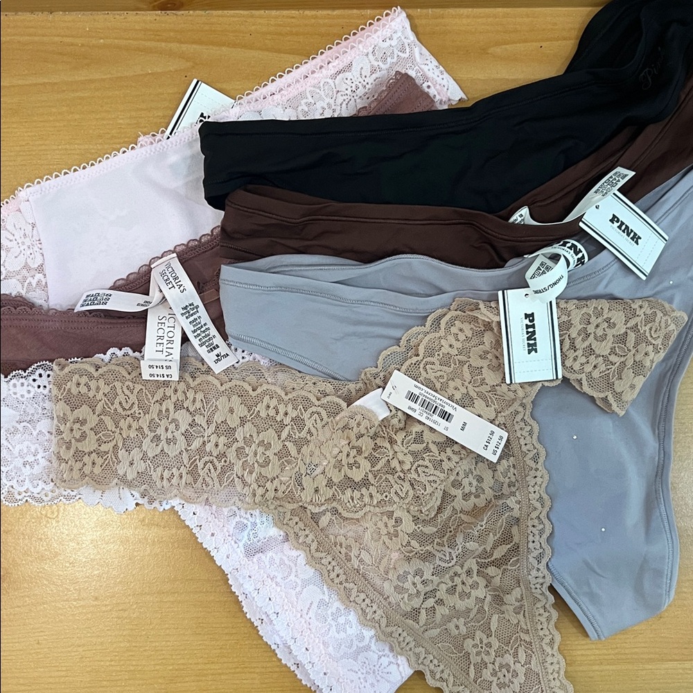 NWT 7 Pieces Victoria’ Secret Pink Thongs Size Medium